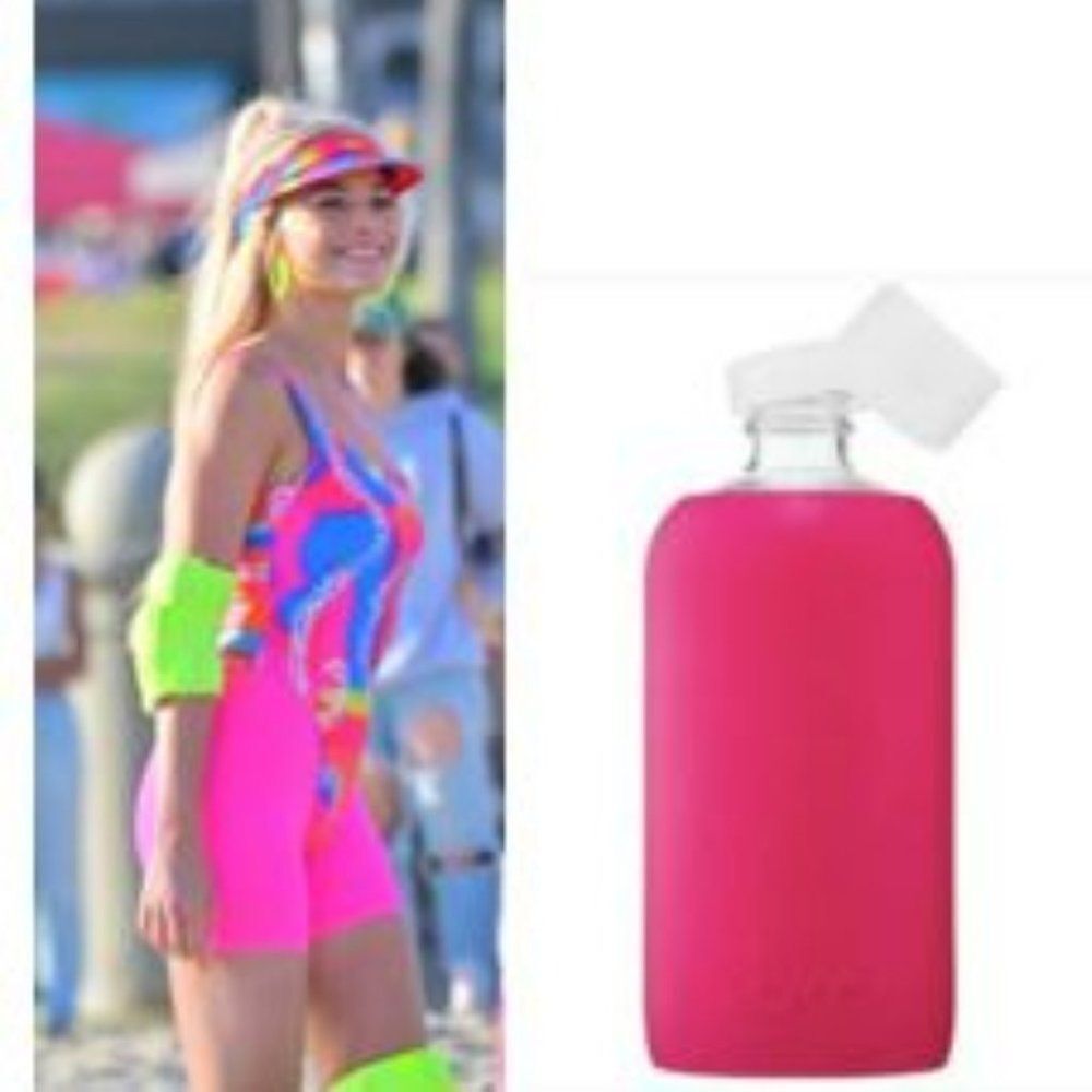 BKR FLIRT 500ML 16oz Glass + silicone water bottle Barbie Pink Opaque Fuchsia